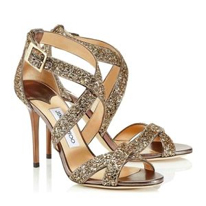 Jimmy Choo Lottie Antique Gold Glitter Sandals
